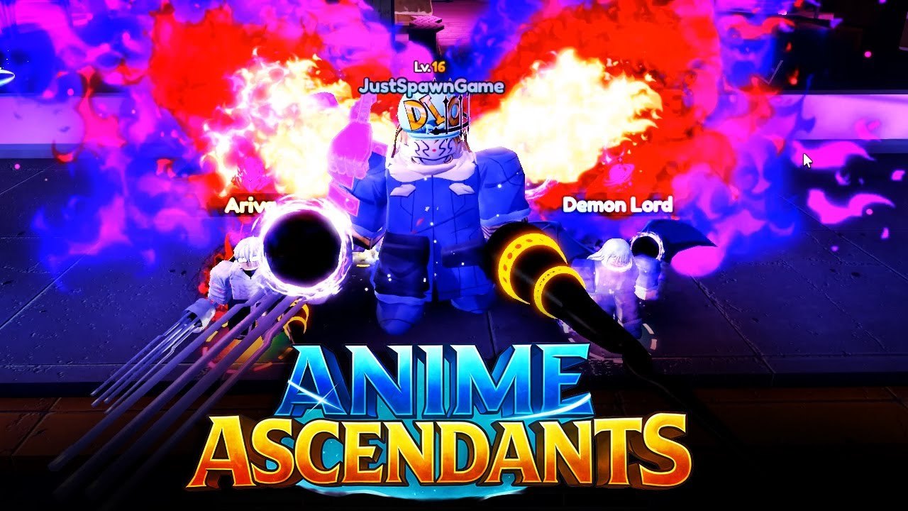 Anime-Ascendants-Lobby mit Ariva und Demon Lord, die Elementarstöße abfeuern